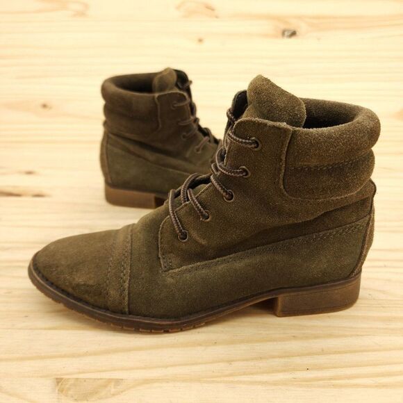 Steve Madden Women's Combat Boots 6 Green Suede Lace Up Cap Toe Military Booties - Picture 1 of 10